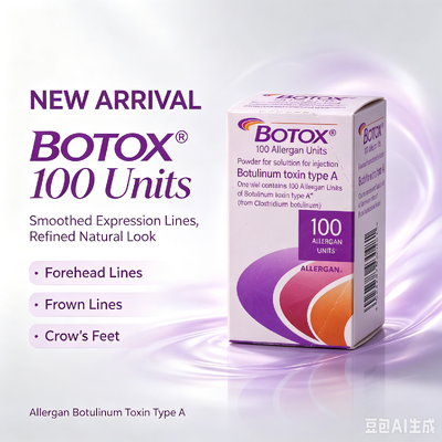 Botox 100 jednostek Wstrzyknięcie przeciwzmarszczkowe Leczenie estetyczne twarzy Alergan toksyna botulinowa typu A