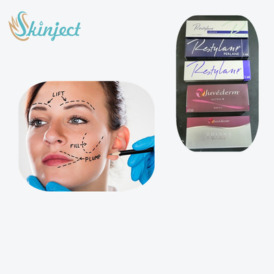 Wstrzykiwalny wypełniacz skórny do koryt łzowych przed i po linii uśmiechu Juvederm